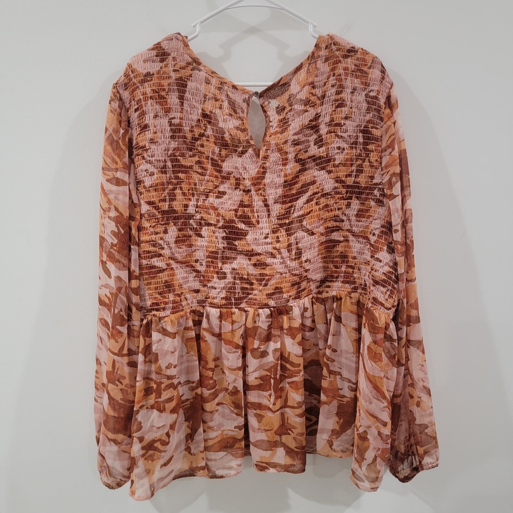 Womens Top Size 26W Smocked Floral Flowy‎ Feminine Colorful Boho - Picture 3 of 7